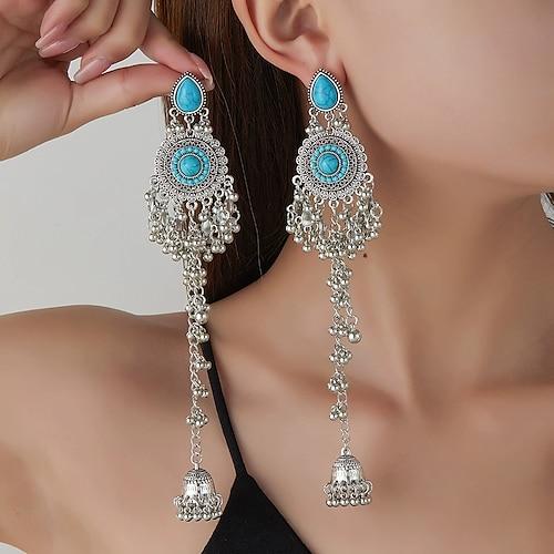 Mode persönlichkeit micro diamant ohrringe retro frauen lange luxus ohrringe glocken quaste ohrringe