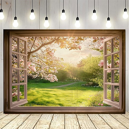 schöne natürliche Landschaft vor dem Fenster hängen Wandteppich Wandkunst große Wandteppich Wandbild Dekor Fotografie Hintergrund Decke Vorhang Haus Schlafzimmer Wohnzimmer Dekoration Image