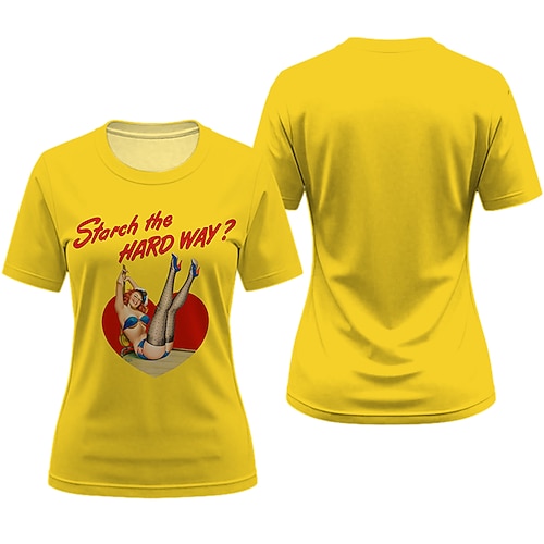 T-Shirt Retro Poster Retro-Mädchen 1950er Retro Vintage T-Shirt Ärmel Grafik für Damen Erwachsene 3D-Druck für Maskerade Täglich Urlaub Party Image