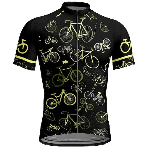 Herren Radtrikot Grafik Kurzarm Fahhrad T-Shirt Trikot mit 3 Gesäßtaschen Mountainbike MTB Schnelltrocknend Anatomisches Design Feuchtigkeitsableitend Atmungsaktiv Sport Gelb Blau Purpur Bekleidung Image