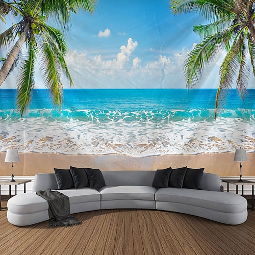 Landschaft Strand Ozean Wandteppich Großer Wandteppich Wandgemälde Dekor Foto Hintergrund Decke Vorhang Zuhause Schlafzimmer Wohnzimmer Dekoration Image