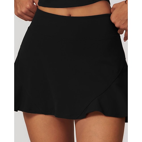 Damen Einfarbig Lässiger Rock Tennisröcke Tennisröcke mit Shorts Plissiert Feuchtigkeitsableitend Tennis Golfspiel Pickleball Unterteile Schwarz Weiß Rosa Tennisbekleidung Image