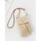 Damen-Crossbody-Handytasche aus gewebtem Stroh mit Quaste – Mini-Handtasche im Boho-Stil für Sommer und Strand für Reisen, Outdoor und Freizeitoutfits