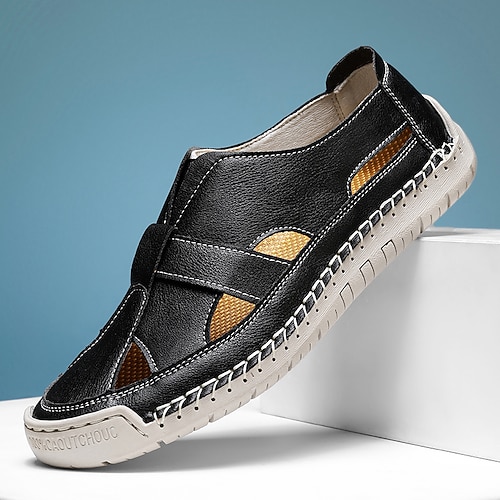 Gelbe Herrensandalen mit Klettverschluss – leichte Sommerschuhe für Reisen, Wandern und Freizeitaktivitäten Image