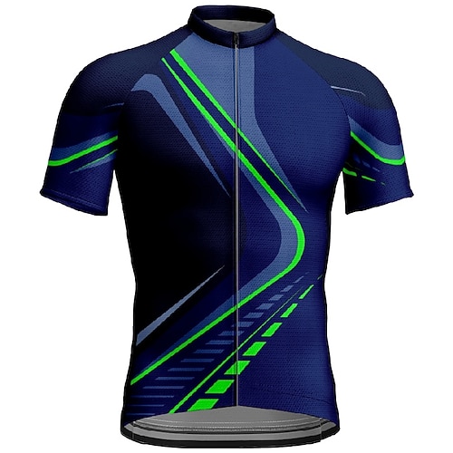 Herren Radtrikot Geometrisch Kurzarm Fahhrad T-Shirt Trikot mit 3 Gesäßtaschen Mountainbike MTB Schnelltrocknend Anatomisches Design Feuchtigkeitsableitend Atmungsaktiv Sport Burgund Marinenblau Image
