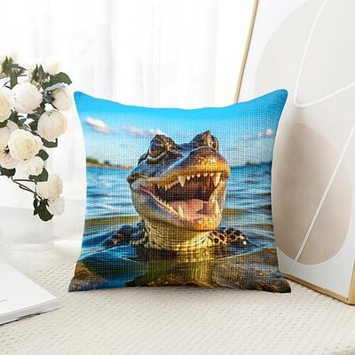 Lustiges Tier Krokodil Dekorative Wurfkissenbezug 1PC Weicher quadratischer Couchkissenbezug Kissenbezug für Schlafzimmer Wohnzimmer Sofa Stuhl Image
