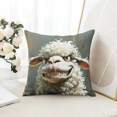 Lustiges Tier Schaf Dekorative Wurfkissenbezug 1PC Weicher quadratischer Couchkissenbezug Kissenbezug für Schlafzimmer Wohnzimmer Sofa Stuhl Image