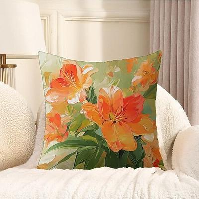 Blumen Malerei Dekorative Wurfkissenbezug 1PC Weicher quadratischer Sofa Kissenbezug für Schlafzimmer Wohnzimmer Sofa Stuhl Image