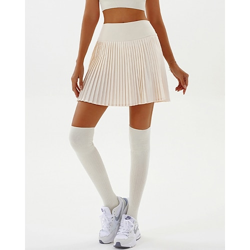 Damen Patchwork Einfarbig Lässiger Rock Tennisröcke Tennisröcke mit Shorts Plissiert Seitentaschen Atmungsaktiv Tennis Golfspiel Pickleball Unterteile Schwarz Weiß Rosa Tennisbekleidung Image