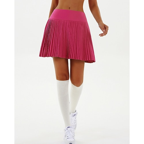 Damen Patchwork Einfarbig Lässiger Rock Tennisröcke Tennisröcke mit Shorts Plissiert Seitentaschen Atmungsaktiv Tennis Golfspiel Pickleball Unterteile Schwarz Weiß Rosa Tennisbekleidung Image