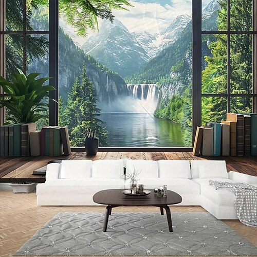schöne natürliche Landschaft vor dem Fenster hängen Wandteppich Wandkunst große Wandteppich Wandbild Dekor Fotografie Hintergrund Decke Vorhang Haus Schlafzimmer Wohnzimmer Dekoration Image
