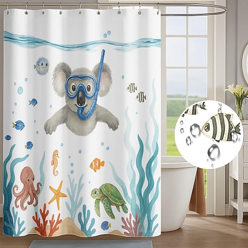 Duschvorhang mit Haken 200 cm hoch duschvorhang waschbar Polyester Wasserdicht Muster Badezimmer Badewanne Dekor Tier Abstrakt Image