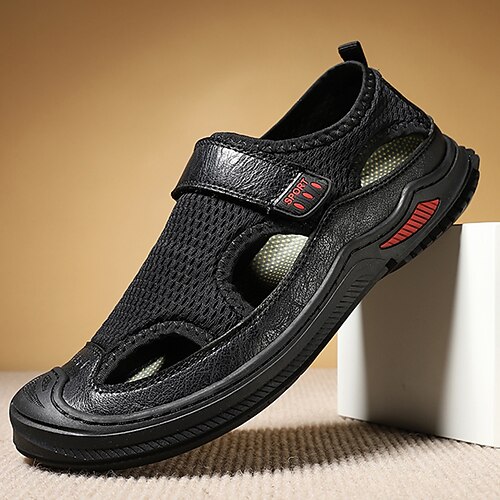Herrensandalen - Kunstleder - Mesh-Mix, trendig und bequem für den Alltag und Sommerspaziergänge Image