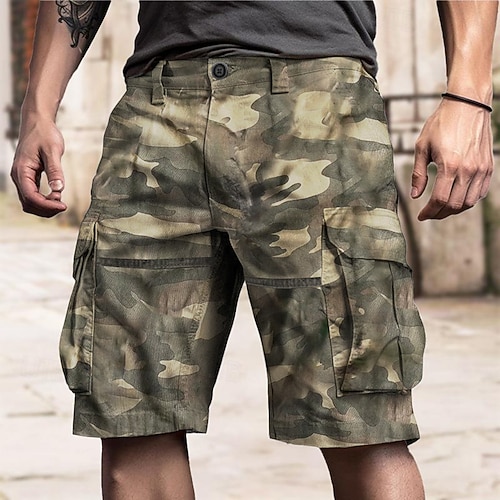 Herren Taktische Shorts Cargo-Shorts Shorts Knöpfe Mehrere Taschen Einfach tragbar Kurz Outdoor Täglich Campen und Wandern Mode Klassisch Weiß Königsblau Image