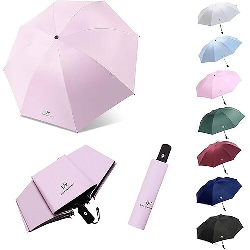 Sonnenschirm mit UV-Schutz, leichter, kompakter Reiseschirm für Damen und Herren, wasserdichter, faltbarer Sonnenschirm, tragbarer UV-Schutz bei Regen oder Sonnenschein Image