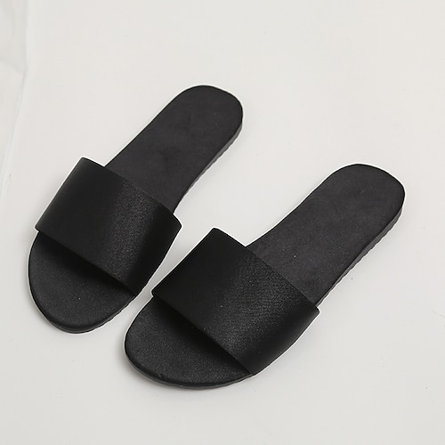 Damen Satin Slide Flach Offene Zehen weiche Slip-on Seidige Slide Sandale Hauspantoffel Image