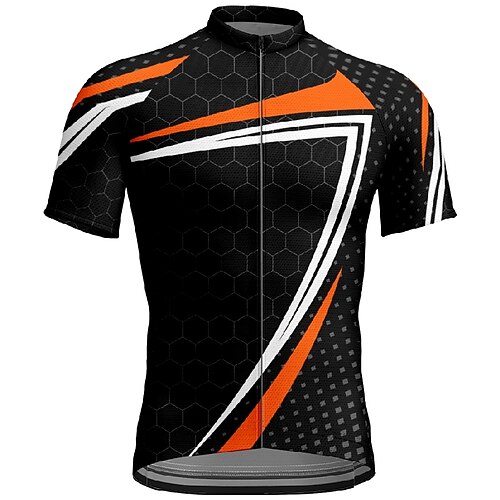 Herren Radtrikot Geometrisch Kurzarm Fahhrad T-Shirt Trikot mit 3 Gesäßtaschen Mountainbike MTB Schnelltrocknend Anatomisches Design Feuchtigkeitsableitend Atmungsaktiv Sport Gelb Rot Blau Bekleidung Image