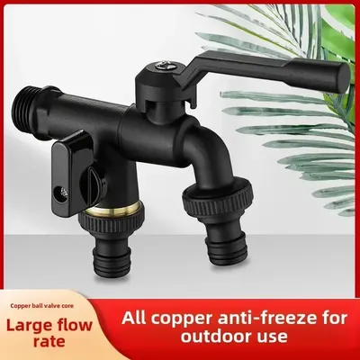 All copper black double out courtyard outdoor outdoor faucet anti-freeze crack washing machine