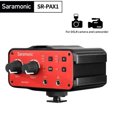 Saramonic SR-PAX1 Audio Mixer Preamp with Phantom Power for Guitar Mirrorless DSLR Camera Camcorder