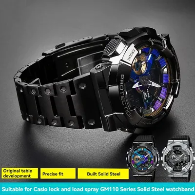 for Casio G-Shock GM-110 metal strap small steel cannon gm110 solid 304 stainless steel watch strap 16mm