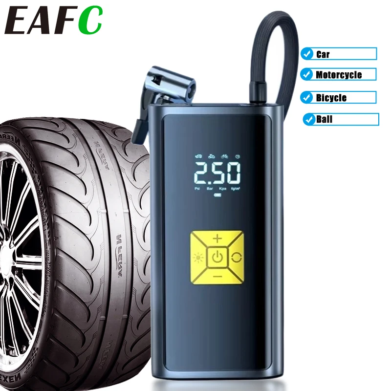 EAFC 6000mAh gonfleur de voiture compresseur d'air sans fil/filaire gonfleur d'air avec lumière LED gonfleur de pneu pompe à Air 150 PSI pompe à pneu voiture