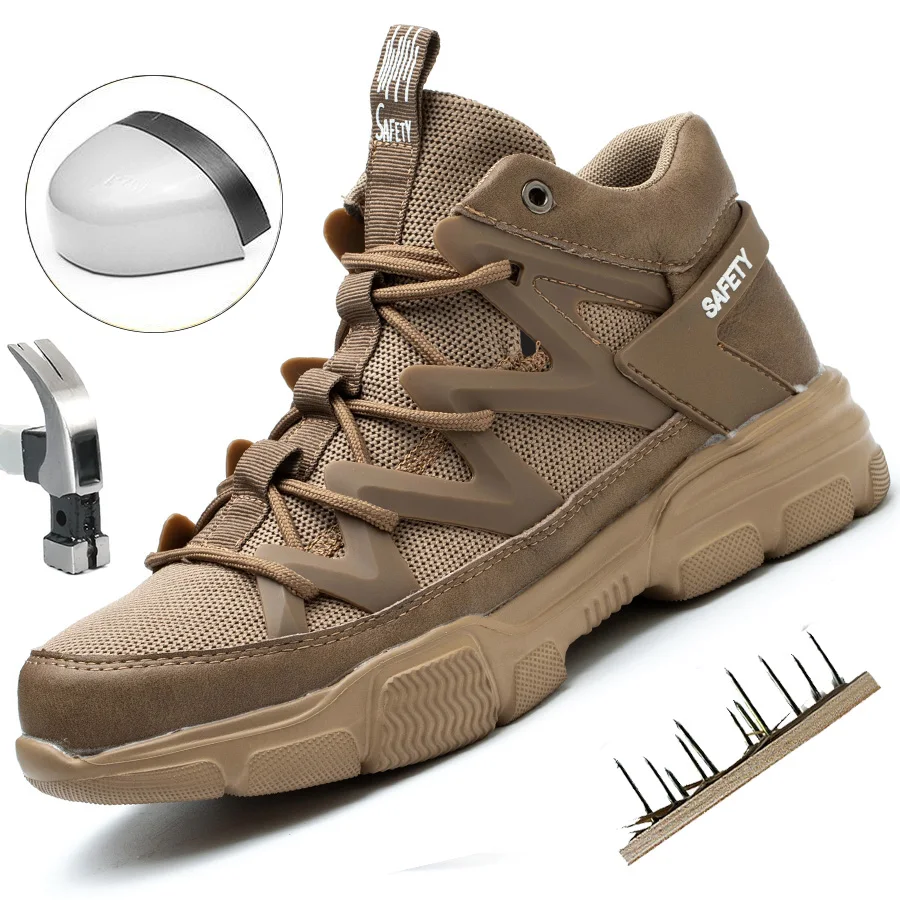 Chaussures de sécurité de travail bottes de sécurité pour hommes chaussures de travail Anti-écrasement avec chaussures à tête en acier en plastique bottes de travail pour hommes chaussures de sécurité