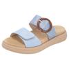 Pantolette REMONTE, Damen, Gr. 38, blau (hellblau), Lederimitat, metallic, casual, Schuhe, Sommerschuh, Schlupfschuh in veganer Verarbeitung