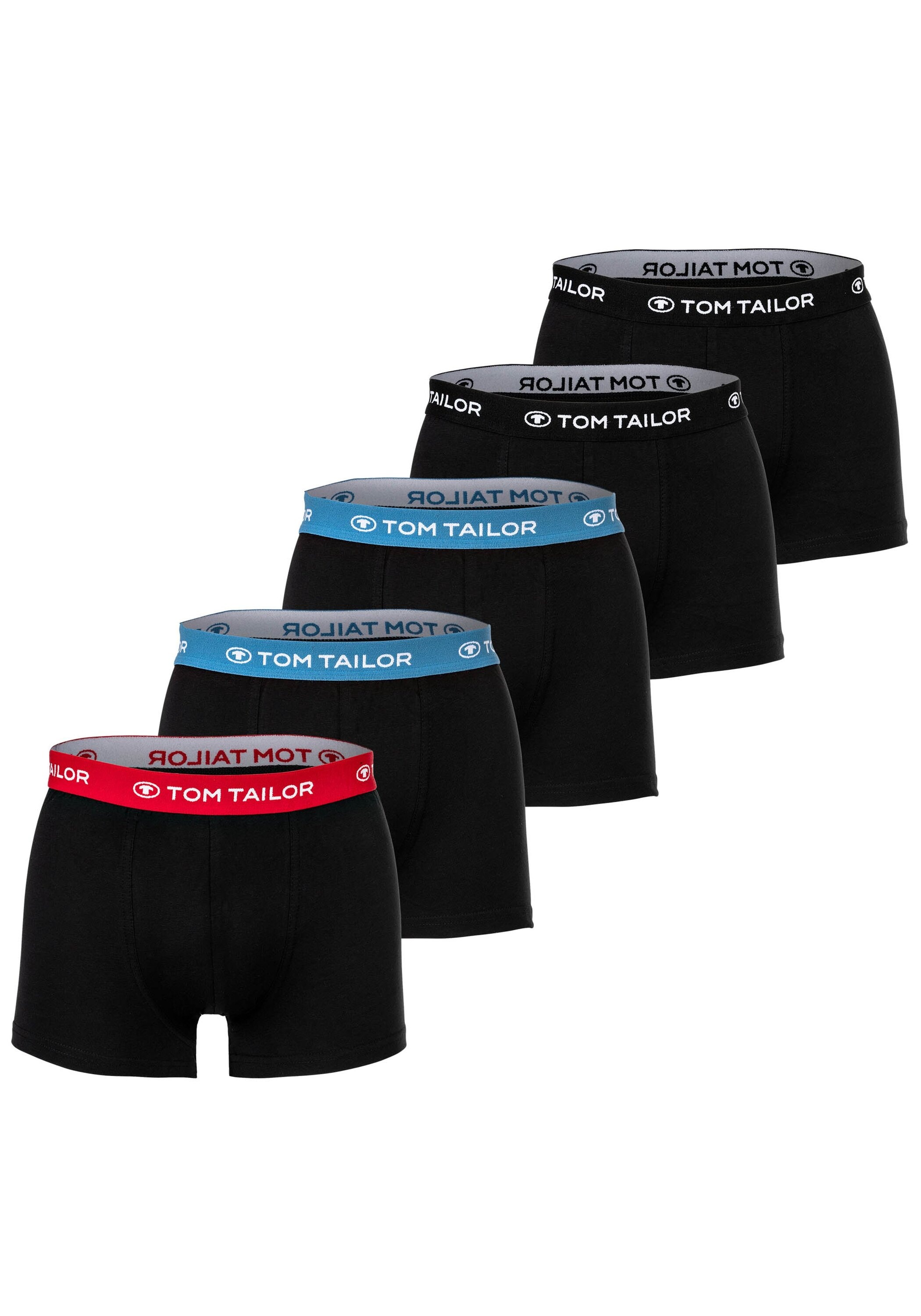 Boxershorts TOM TAILOR "Boxershort 5er Pack", Herren, Gr. XXL, schwarz (mehrfarbig), Obermaterial: 95% Baumwolle CO. 5% Elasthan EL., Unterhosen