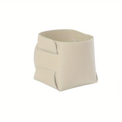 TEMU Versatile Leather Desktop Organizer - Sleek Storage Tube For Makeup & Stationery, Stackable Design, Shelf Baskets Image