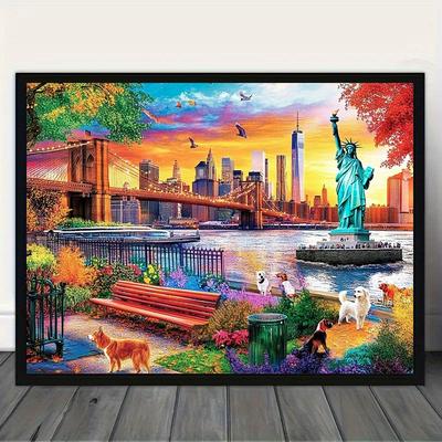 "TEMU 1 Large 15.7x19.7" Scenic Diamond Painting Kit - 5d Round Rhinestones, Vibrant Wall Art Craft For Beginners, Ideal For Decor, Frameless," Image
