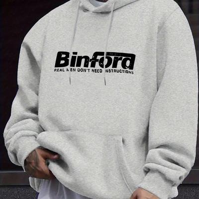 TEMU Men's Printed Hoodie - Casual Long Sleeve Sweatshirt, Slightly Stretchy Knit Fabric, Regular Fit, Street For Teens And Couples - Autumn/winter Collection Image