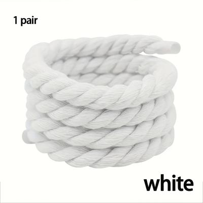 TEMU 2pcs Handmade Braided Rope Laces - And Stylish Thick Lace For Sneakers, Canvas Shoes & Casual Shoes In White, Black, Pink Image