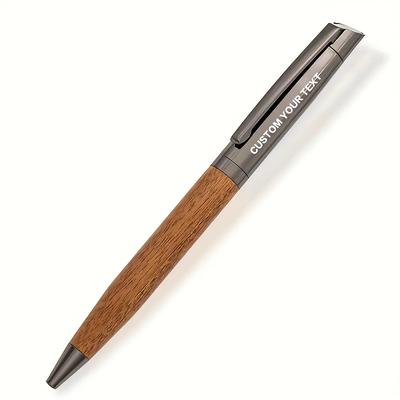 TEMU 1/4pcs High-end Wooden Ballpoint Pen With Free Engraving Laser Customized Logo, Rotatable Refillable For Graduation Gifts, Birthday, Father's Day, Day, Bank And Hotel Signature Pens Image