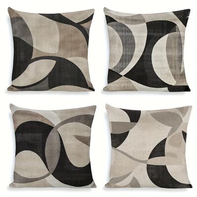 TEMU Pack Of Geometric Creative Beige And Black Pillowcase For Home Sofa Living Room Without Filling Peach Decoration Image