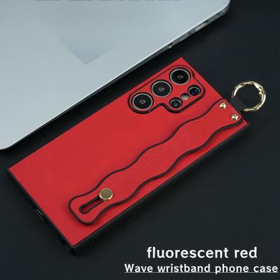 TEMU Solid Color Macaron Wristband Stand For Galaxy S21 S22 S23 S24 S25 Full Protective Soft Phone Case Image