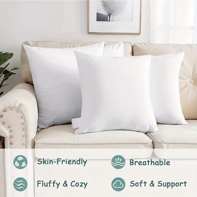 TEMU Set Of 4 Hypoallergenic Square Pillow Inserts, Ideal For Filling Shams, Living Rooms, Bedrooms, Dorms, Offices, And Home Decor. Image