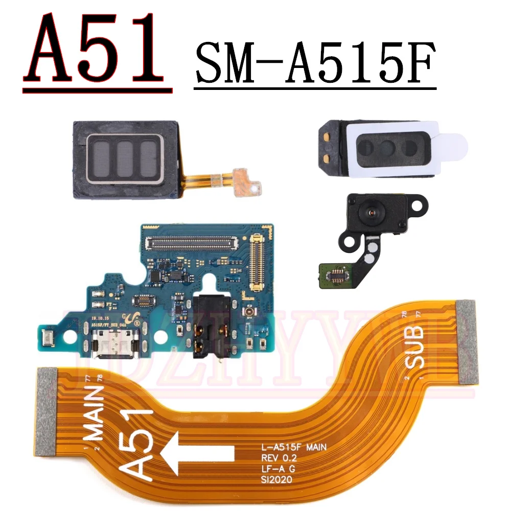 USB Lade Port Bord Für Samsung A51 4G A515F Hörer Lautsprecher Ringer Summer Fingerprint Sensor Motherboard Flex Kabel Image