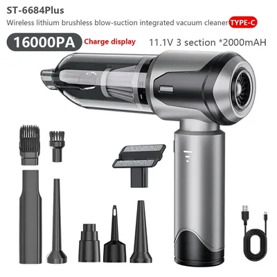 Akku-Staubsauger 16000Pa mit Blas- und Saugfunktion, LED-Digitalanzeige, Reinigungswerkzeug für Image