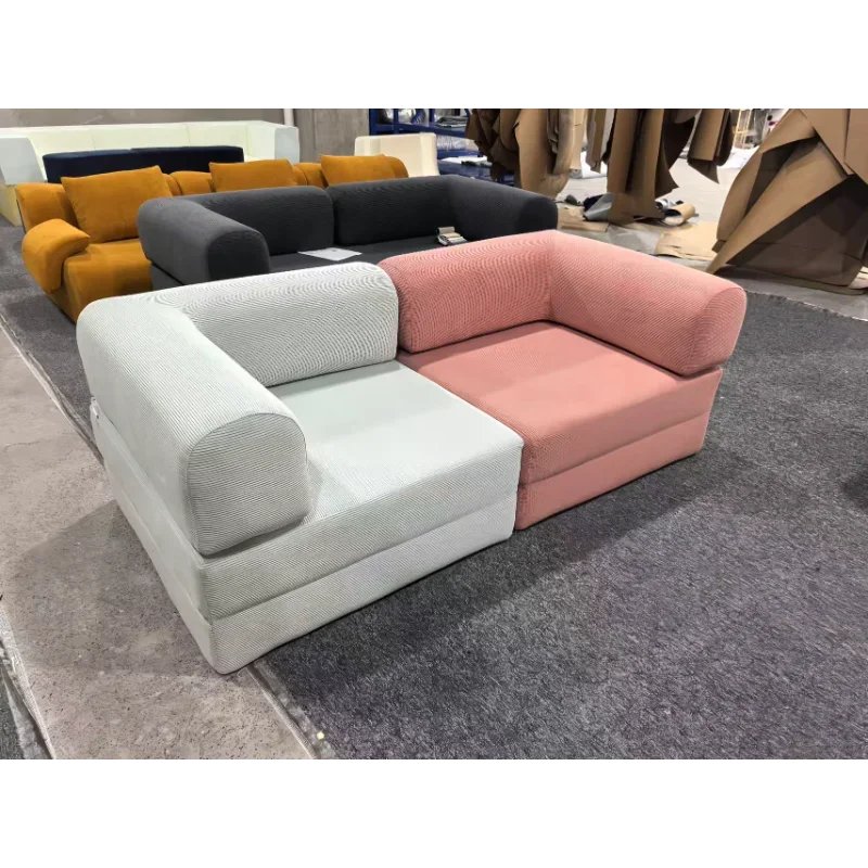 Zweifarbiges Teddy-Sofa, Kompressionssofa, multifunktionales Sofa, beliebtes Modell, unterstützt Farbanpassung, waschbar Image
