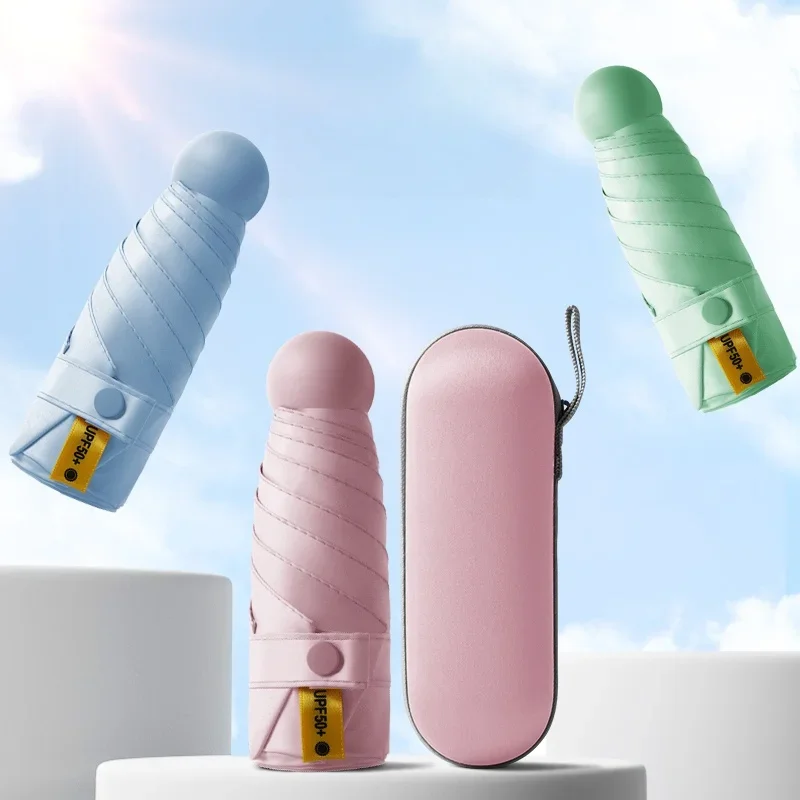 Mini-Regenschirm, Kapselschirm, sonniger und regnerischer Dual-Use-Regenschutz, Sonnenschutz, Outdoor-Reisen, tragbarer Sonnenschirm Image