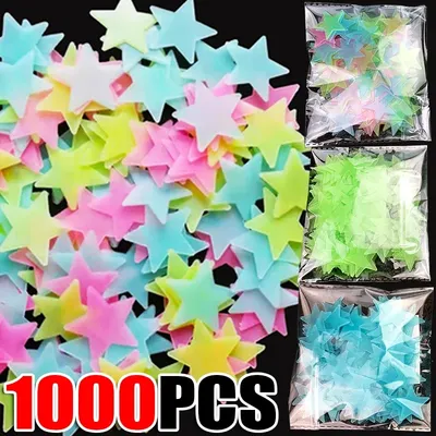 50/1000 Stück im Dunkeln leuchtende Sterne Wandaufkleber, leuchtende 3D-fluoreszierende Image