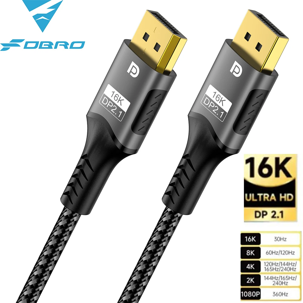 16K DP Kabel 8K@120Hz/60Hz 4K@240Hz 80Gbps Displayport 2.1 HDR Video Audio Kabel für Laptop Xbox Projektor Gaming Monitor Image
