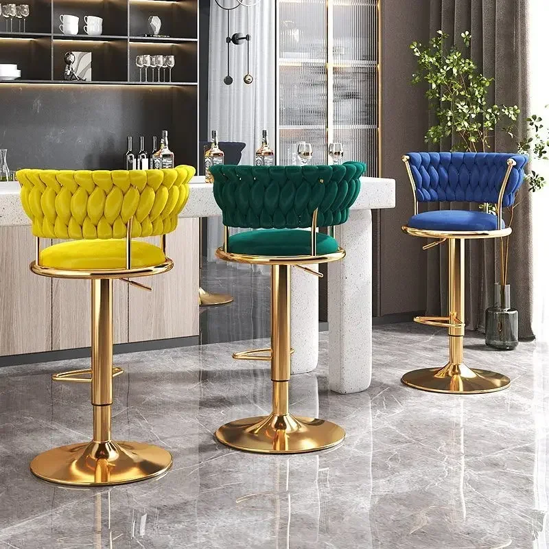 Black And Golds Barhocker Beige Hohe Küche Home Licht Luxus Rückenlehne Stuhl Iron Island Tabourets De Bar Esszimmerstühle Hocker