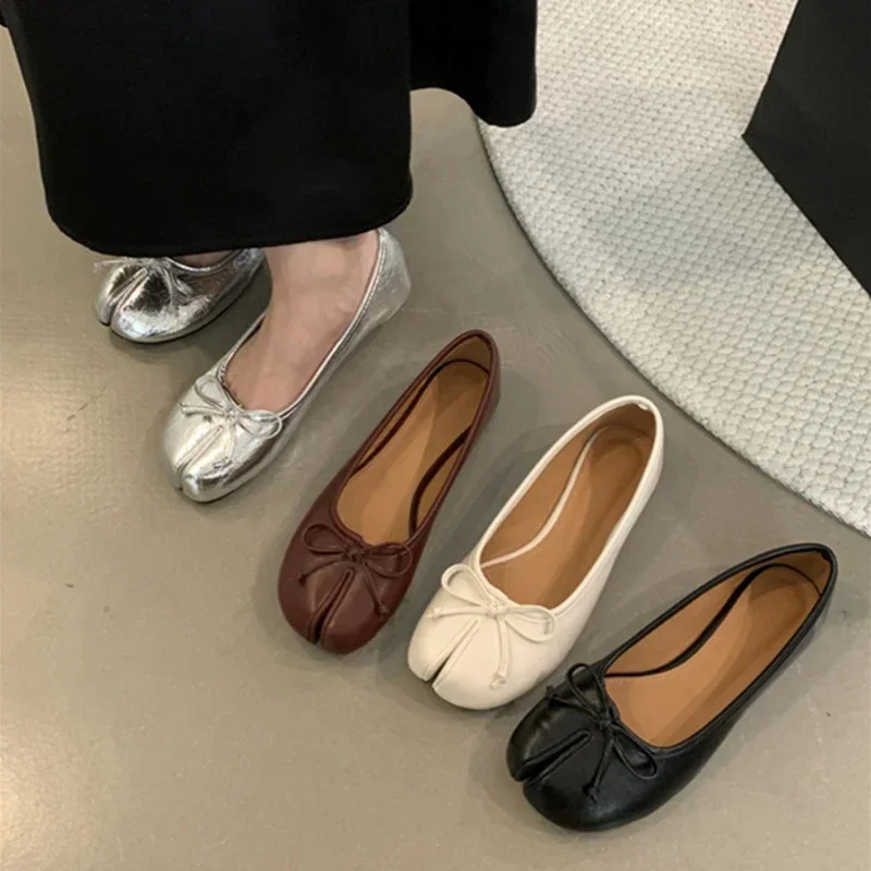 Neue Marke Frauen Wohnungen Weiche Ballett Schuhe Slip Auf Loafers Weiche Mokassins Tabi Ninja Casual Schuhe Mujer Damen Schuhe Bogen Knoten Mujer