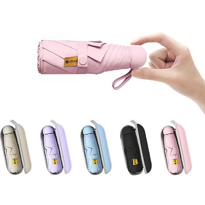 Travel Mini Sun Umbrella for Purse With Case Small Compact UV Sun Protection Sun Lightweight Tiny Pocket Umbrella for Women Kids and Men