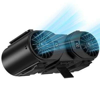 Portable Clip-on Waist/Neck Fan with Turbo Cooling, 10000mAh Battery, 3 Speeds, Digital Display, for Outdoor Work, Sports Desk Use