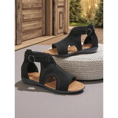 Women's Brown Suede Fisherman Sandals with Buckle Strap – Bohemian Comfort Sandals for Outdoor Strolls and Vacations