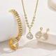 Diamond-Studded Drop-Shaped V-Shaped Fringes With Full Diamonds Diamond-Studded Necklace And Earrings Light Luxury Style Small And Exclusive Collar Chain Fashionable And Four-Piece Set