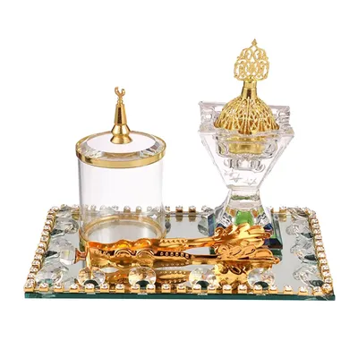 Traditional Arabian Incense Burner Mirrored Tray, Clip Decor Incense Holder for Yoga Desktop Home