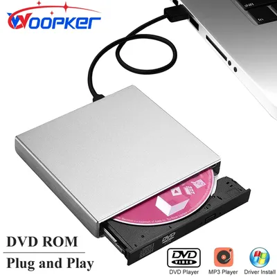 Woopker External DVD Player VCD CD Mp3 Reader USB 2.0 Portable Ultra-Thin DVD Drive Rom for PC